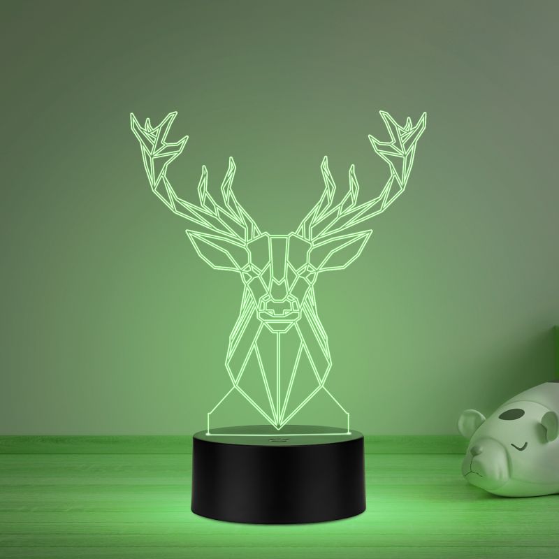3D Illusion Deer Acrylic led lamp 7 Color Changing Light Lamp for Bedroom Decor